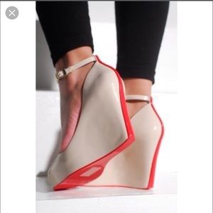 Melissa red strip wedge